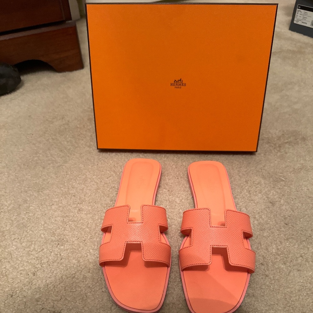 Hermes Oran Sandals - Orange Joey